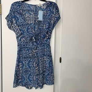 Blue patterned romper NWT